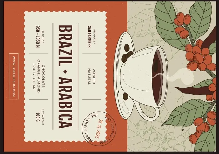 手绘咖啡标签ai矢量模版下载