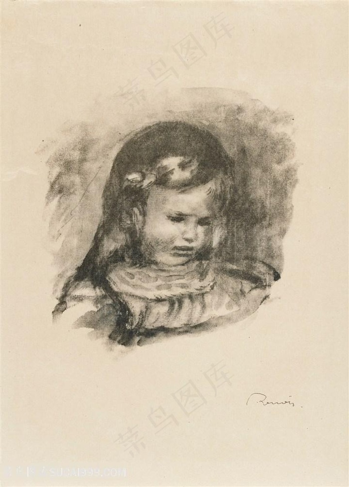 素描女孩装饰画