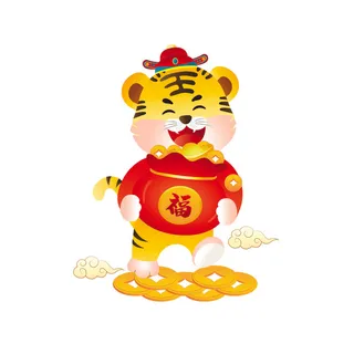 手绘2022虎年新年春节卡通老虎形象IP插画元素AI设计素材图案