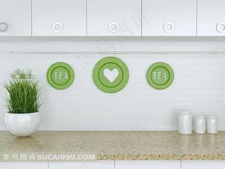 杯子与花盆植物渲染图