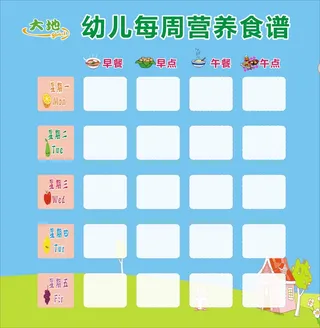 幼儿每周营养食谱