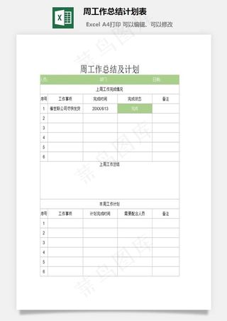 周工作总结计划表