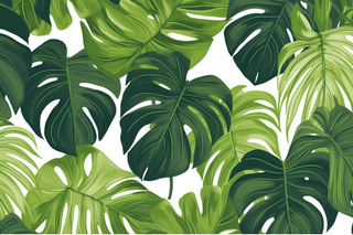 卡通插画龟背竹绿植背景