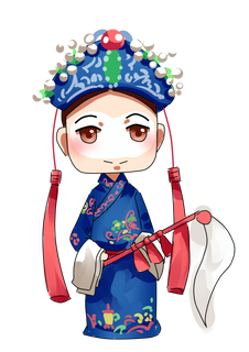 卡通京剧戏剧人物脸谱插画PNG图片 国潮中国风Q版戏剧人物PS素材