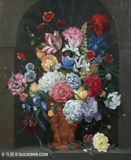 容器中的鲜花花朵花卉油画图片 容器中的鲜花花朵花卉油画图片