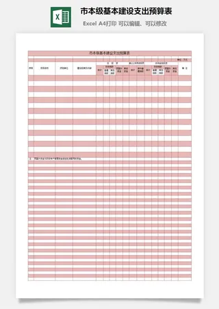 市本级基本建设支出预算表