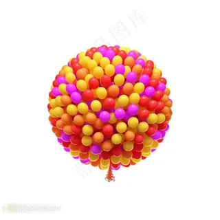 鲜艳三色气球组成的圆