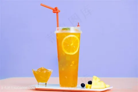 柠檬柚子菠萝水果茶饮品图片