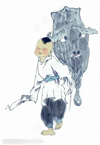 传统水墨画牧童高清图