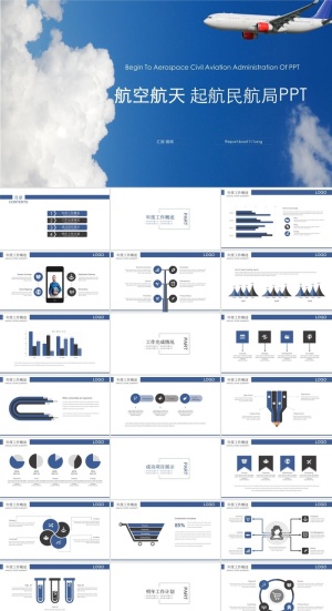 飞机航空公司介绍航天PPT模板ppt模版预览图