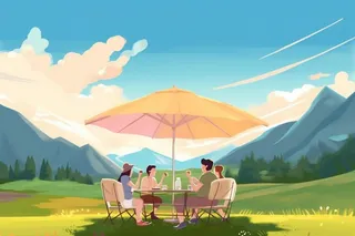 露营风景清新蓝天白云背景