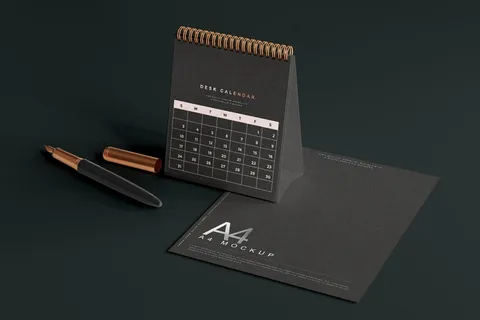 高端暗黑文具类文创VI样机模板