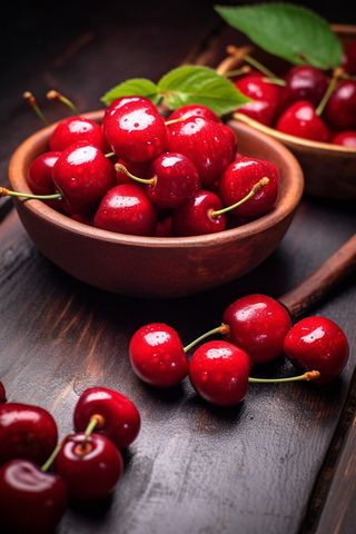 碗装车厘子樱桃水果摄影图