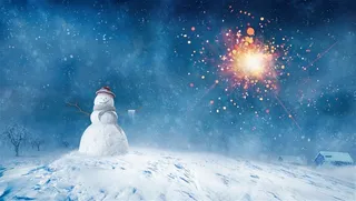 烟花下的雪人背景高清图