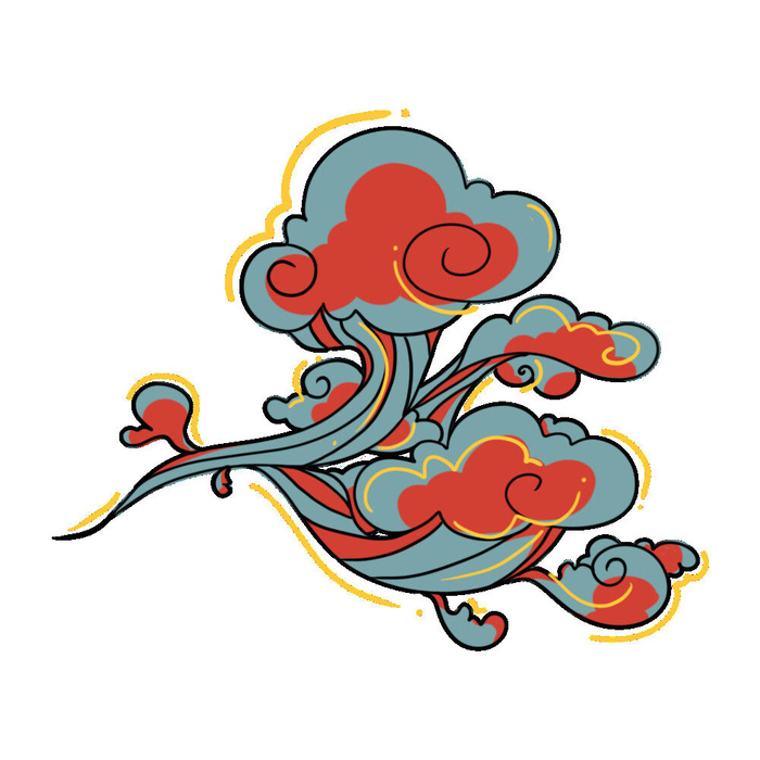 中国风中式国潮敦煌云纹祥云插画图案云朵云彩元素PSDAI设计素材