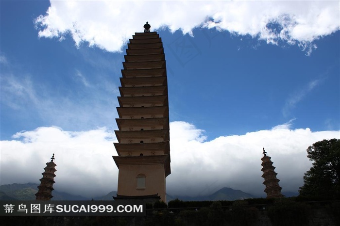 大理三塔摄影素材