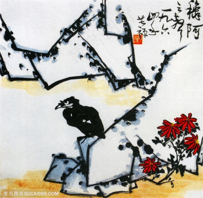 国画名家作品-李苦禅的秋阿之声