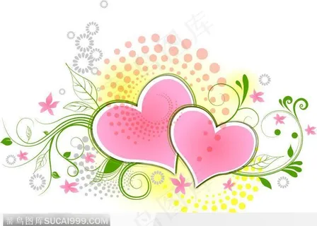 潮流的五彩心形花纹设计矢量图