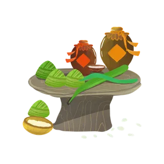 端午节粽子和美酒免扣元素