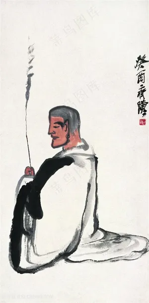 齐白石罗山道禅师人物国画图片