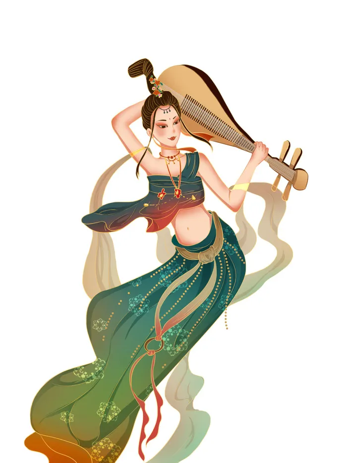 手绘国潮中国风古代敦煌神话飞天仙女美女古装人物插画PSD素材psd模版下载