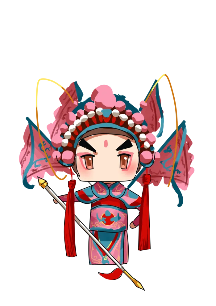 卡通京剧戏剧人物脸谱插画PNG图片 国潮中国风Q版戏剧人物PS素材