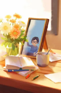 温馨人物相框感恩背景