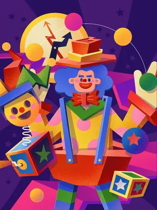 愚人节马戏团小丑搞怪搞笑卡通手绘插图插画海报PSD素材