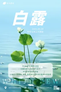蓝色 中国传统二十四节气-白露海报
