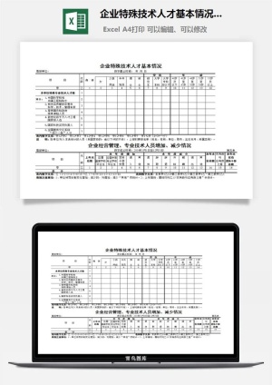 企业特殊技术人才基本情况表excel模板