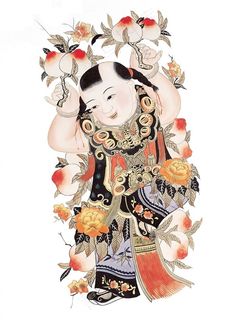 传统文化年画童子 图片