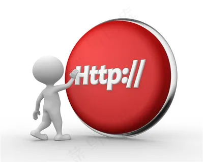 3d白色小人和红色按钮素材图片