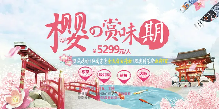 粉色唯美风格创意樱花节海报psd模版下载