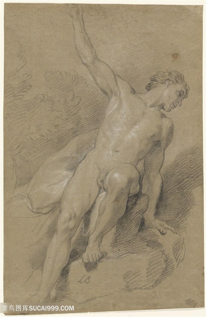 裸体男士装饰画挂画手绘插画