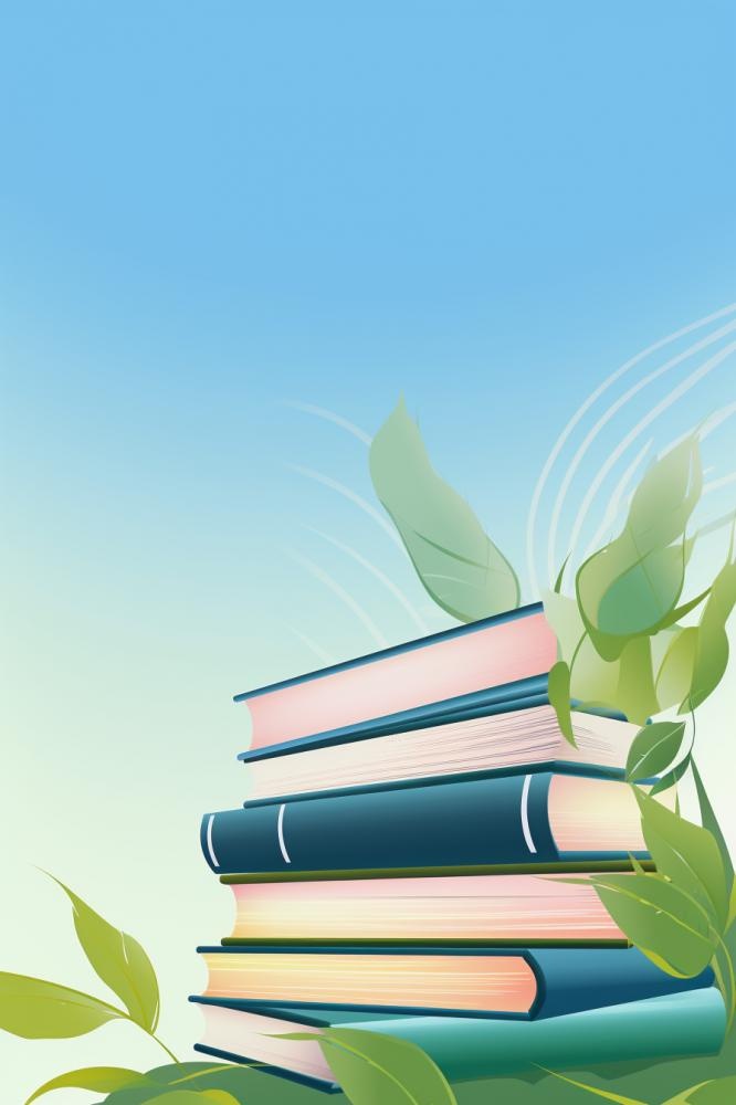 黄绿色清新渐变书籍背景