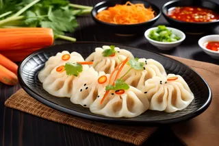 早点早茶小笼包摄影图