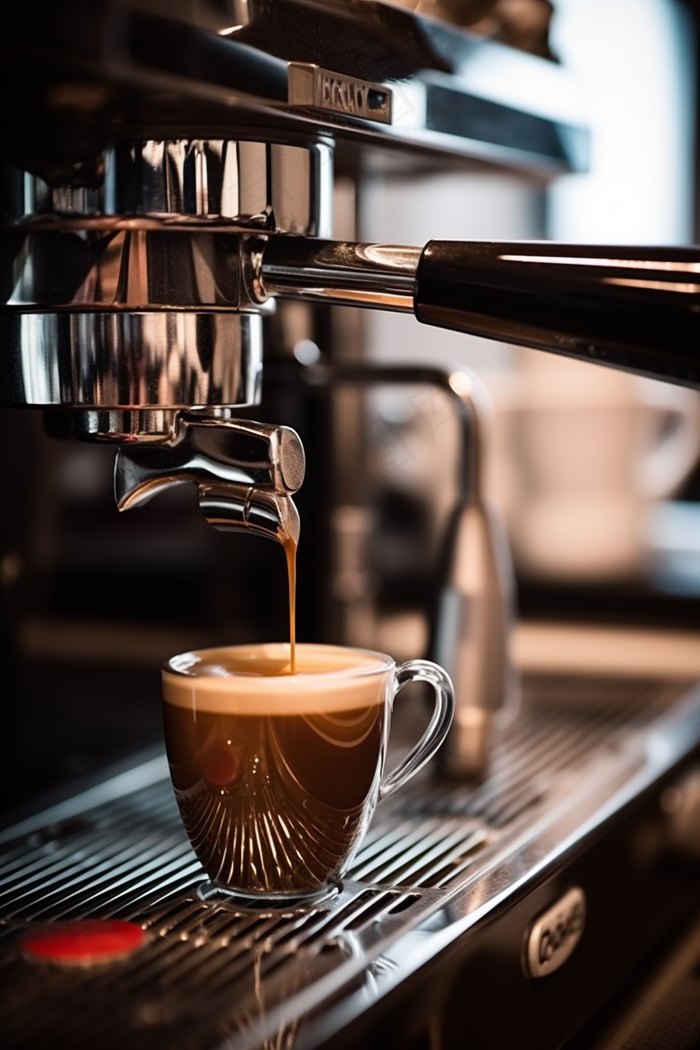 咖啡机制作咖啡现场摄影图 