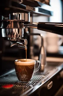 咖啡机制作咖啡现场摄影图 