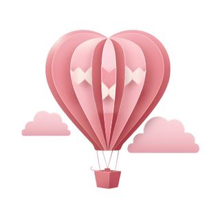 爱心热气球粉色免抠