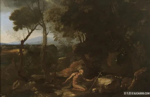 树林人物油画风景画 树林人物油画风景画