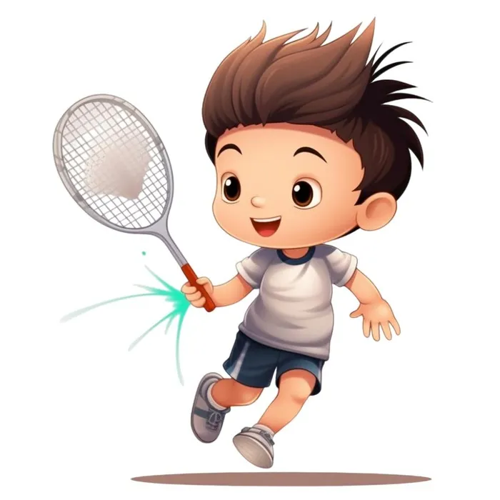 儿童打羽毛球运动元素(1024x1024)