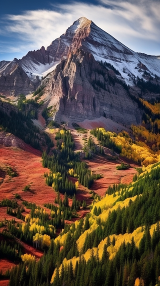 秋季高山山脉森林摄影图