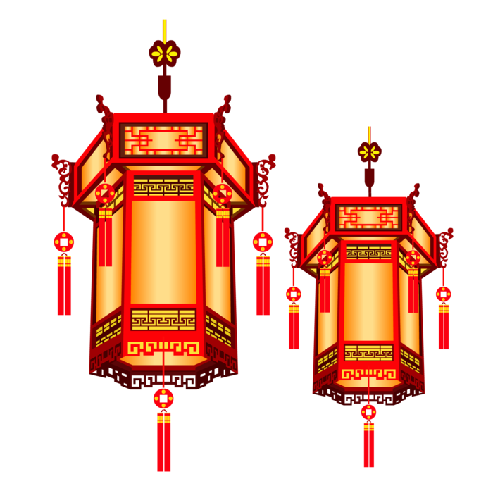 卡通手绘灯笼中秋节元宵节花灯新年海报元素PNG免扣PS素材