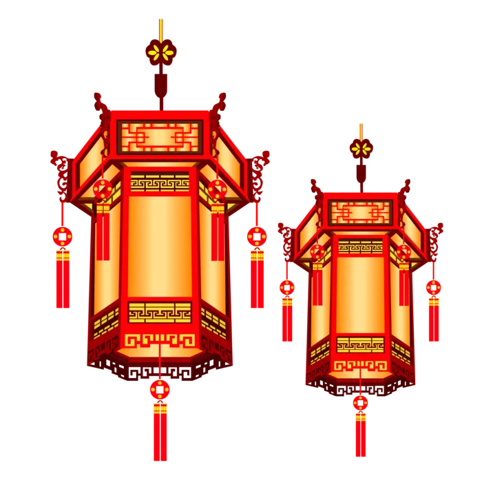 卡通手绘灯笼中秋节元宵节花灯新年海报元素PNG免扣PS素材