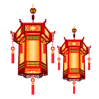 卡通手绘灯笼中秋节元宵节花灯新年海报元素PNG免扣PS素材