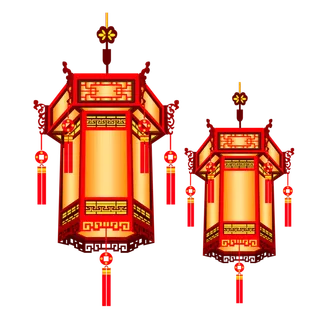 卡通手绘灯笼中秋节元宵节花灯新年海报元素PNG免扣PS素材