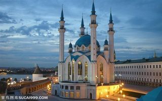 伊斯兰城堡建筑繁华都市夜景图片