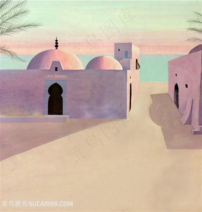 欧式建筑海景房高清背景图片