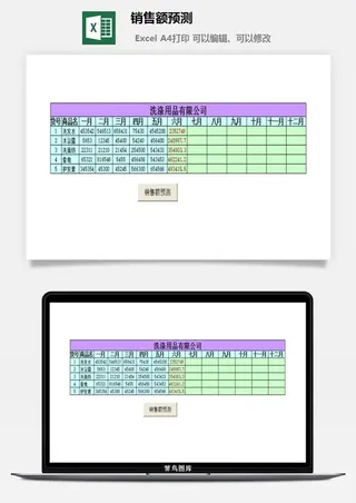 销售额预测财务行政EXCEL模板