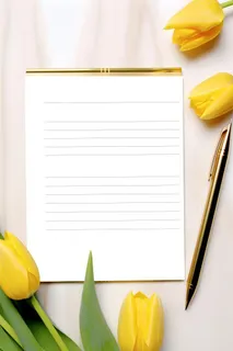 康乃馨黄色纸张笔唯美背景